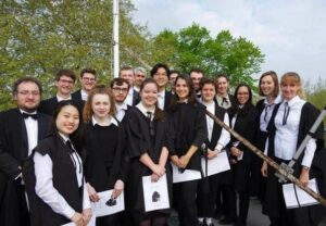 Singing on top of St John's Front Quad Tower for May Day